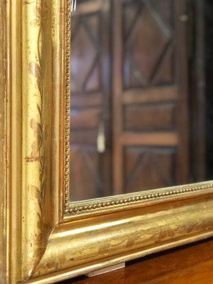 Specchiera in foglia oro vetro mercurio Carlo X