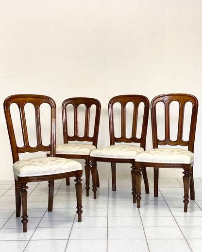Group of four Lombard walnut chairs, mid-19th century