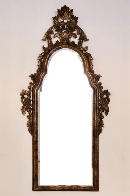 Specchiera in legno intagliato argento mecca . XIX secolo