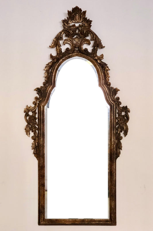 Specchiera in legno intagliato argento mecca . XIX secolo