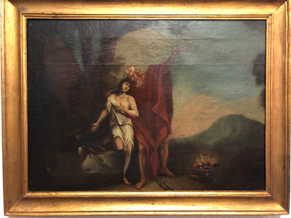 Olio su tela . Il sacrificio di Isacco . XVIII secolo