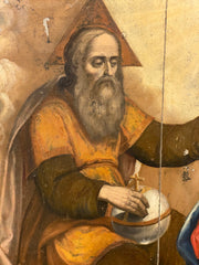 Olio su tavola . Incoronazione della vergine . Lombardo Veneto XVI secolo
