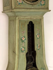 Orologio a colonna pendolo laccato dipinto . Funzionante