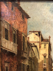 Dipinto olio su tela canale di Venezia . XIX secolo