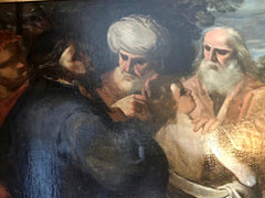 Olio su tela . Giuseppe venduto dai fratelli . XVII secolo
