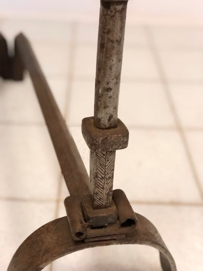 Pair of wrought iron andirons. 19th century