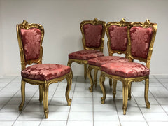Gruppo di quattro sedie Luigi Filippo oro zecchino . Restaurate
