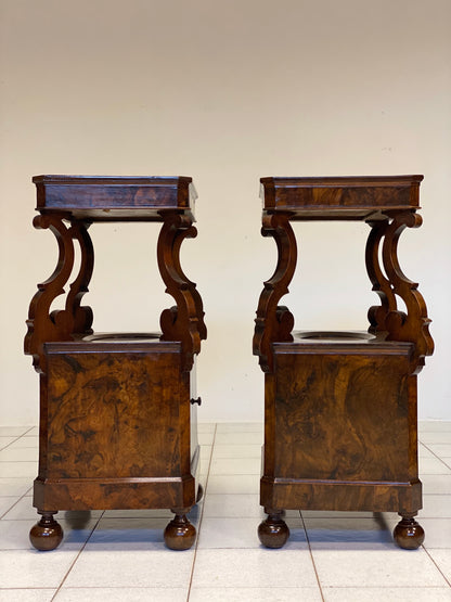 Pair of Lombardi Carlo X rooted centerpiece nightstands