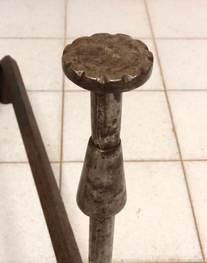 Pair of wrought iron andirons. 19th century