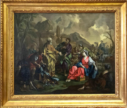 Biblical scene oil on canvas contemporary frame