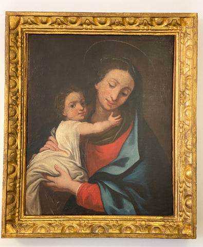 MADONNA CON BAMBINO (OLIO SU TELA) XVII secolo