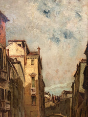 Dipinto olio su tela canale di Venezia . XIX secolo