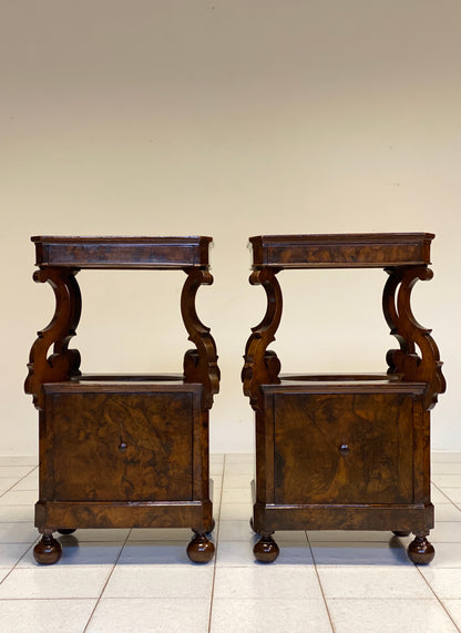 Pair of Lombardi Carlo X rooted centerpiece nightstands