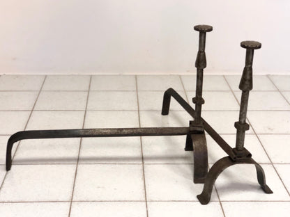Pair of wrought iron andirons. 19th century