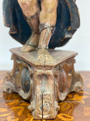 Scultura lignea Angelo reggitorcia . XVII secolo Lombardia