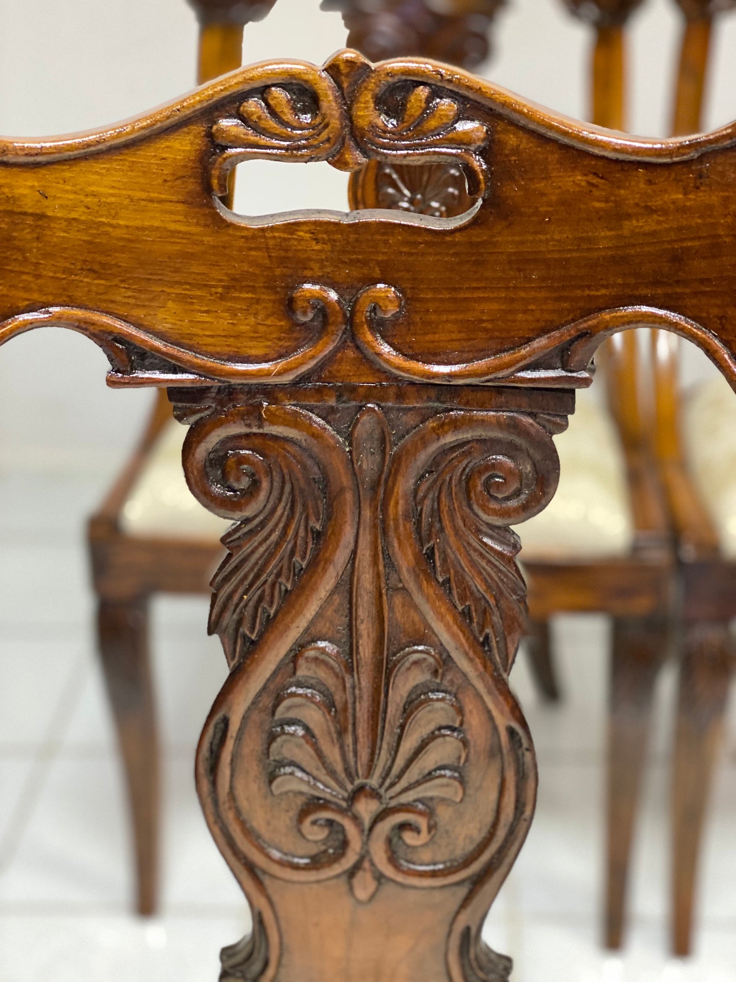 Group of four Lombard Charles X gondola empire chairs. Early 19th century