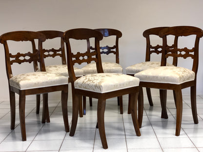 Gruppo di sei sedie Carlo X lombarde