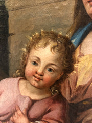 Sacra famiglia olio su tela datato 1762