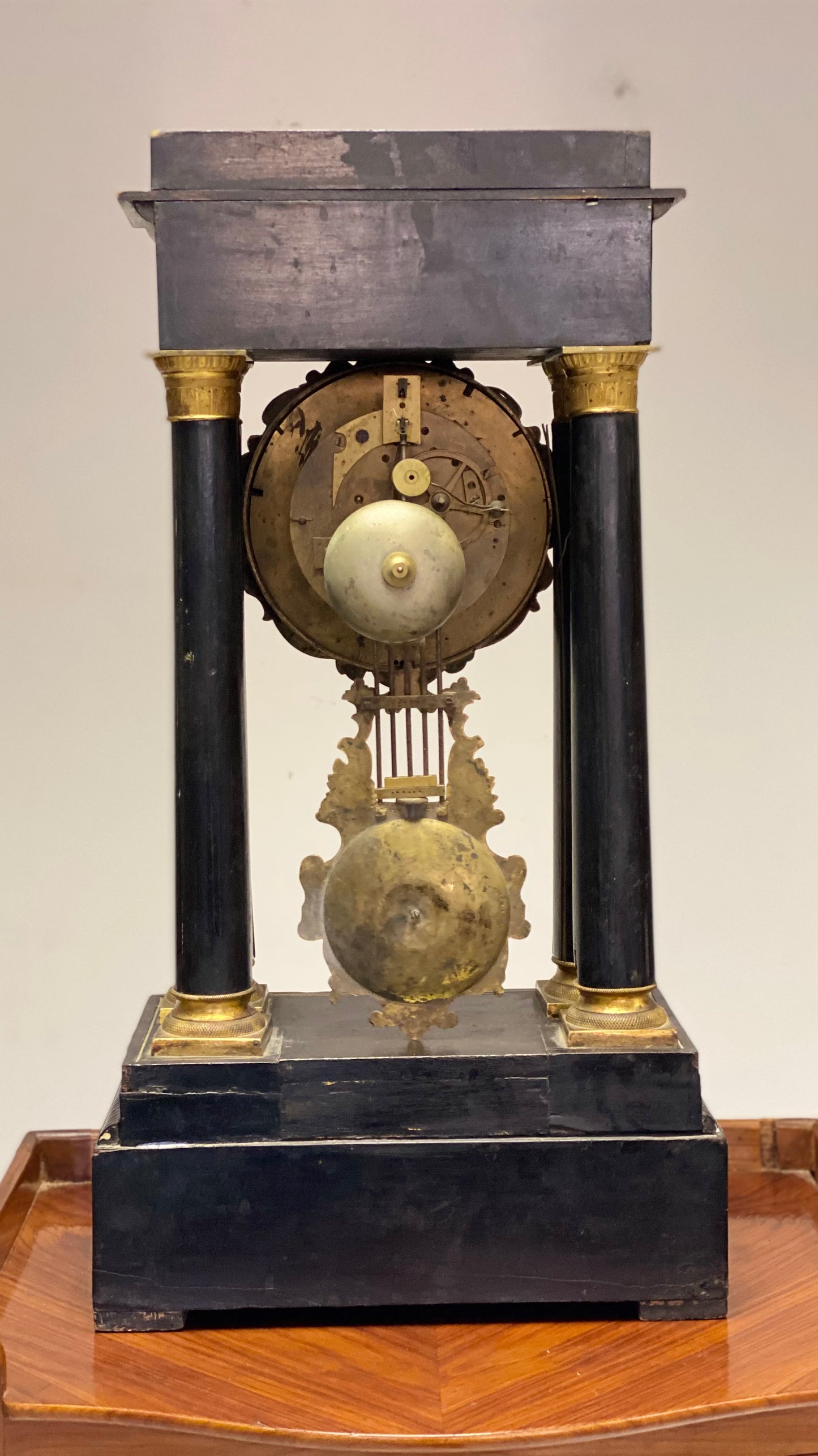 Portico Pendulum Clock Empire Period. 19th century