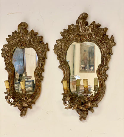 Coppia di ventole lignee intagliate argento mecca . Venezia fine XVIII