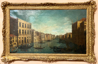 Olio su tela. Venezia canal grande . Francesco Tironi . Cerchia . XVIII secolo