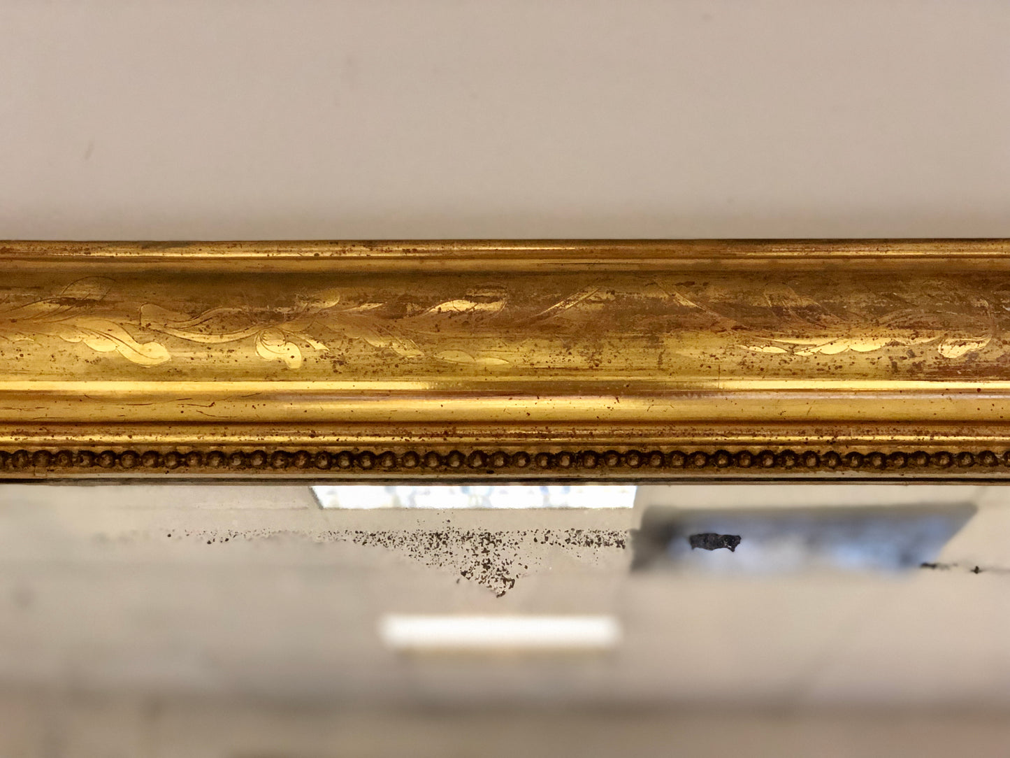 Specchiera in foglia oro vetro mercurio Carlo X