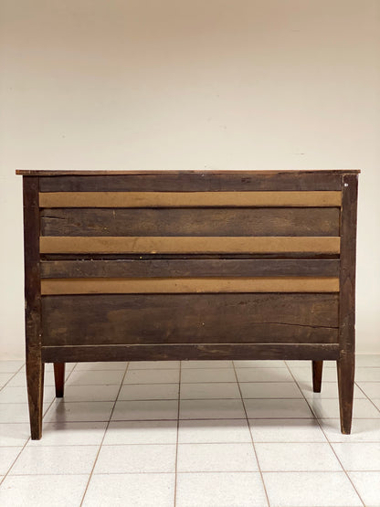 Inlaid cherry directorate chest of drawers. Lombardy, early 19th century
