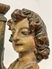 Scultura lignea Angelo reggitorcia . XVII secolo Lombardia