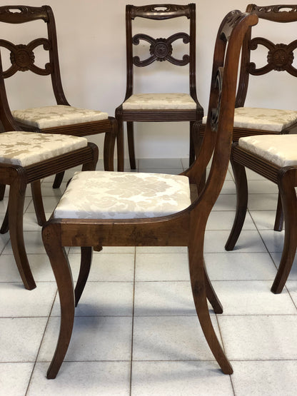 Six Lombard Carlo X walnut chairs