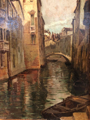 Dipinto olio su tela canale di Venezia . XIX secolo