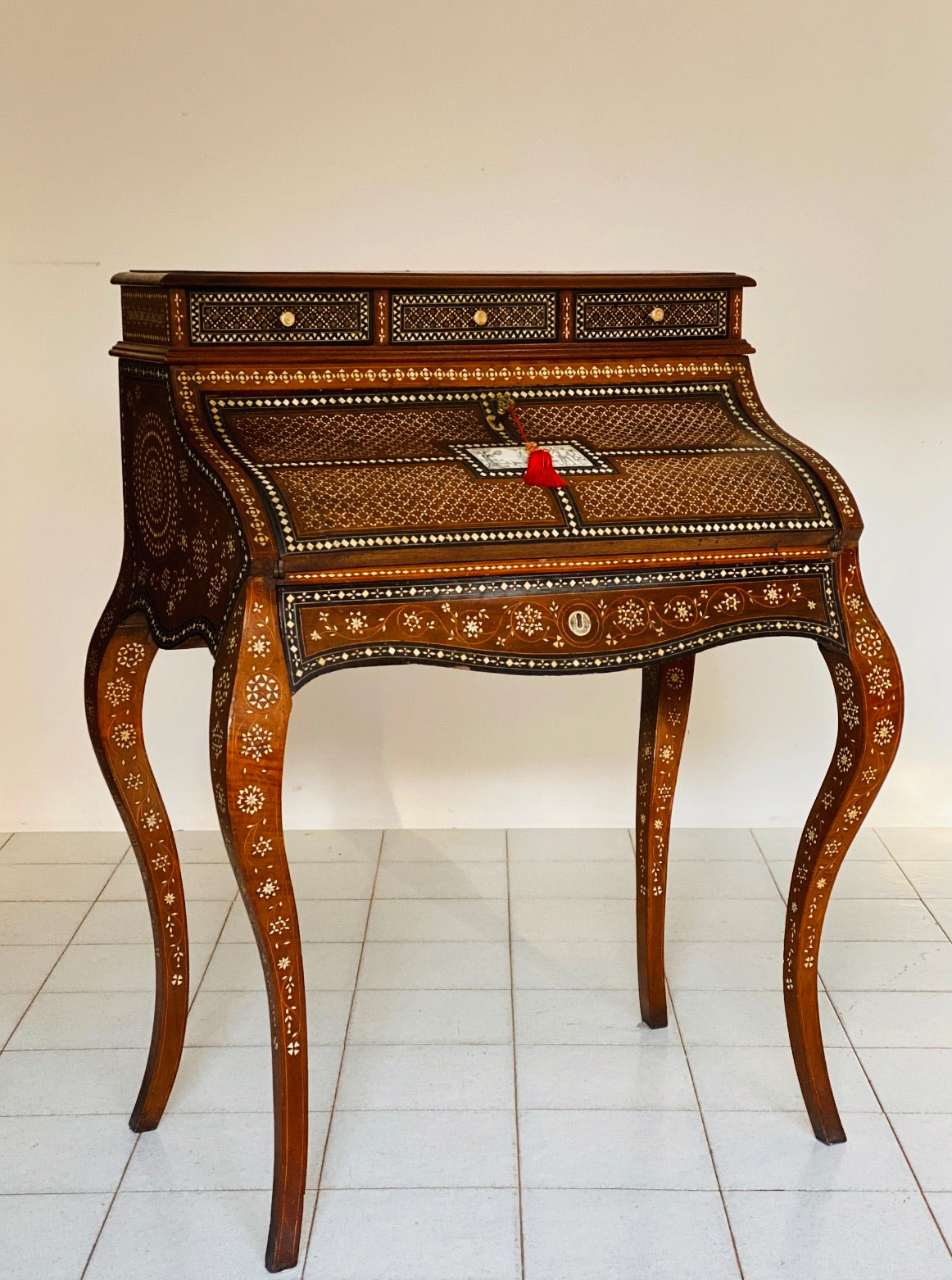 Inlaid desk in the Adriano Brambilla style, late 19th century