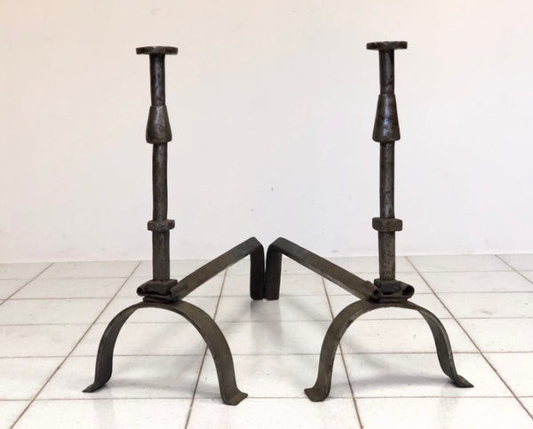 Coppia di alari ferro battuto .XIX secolo