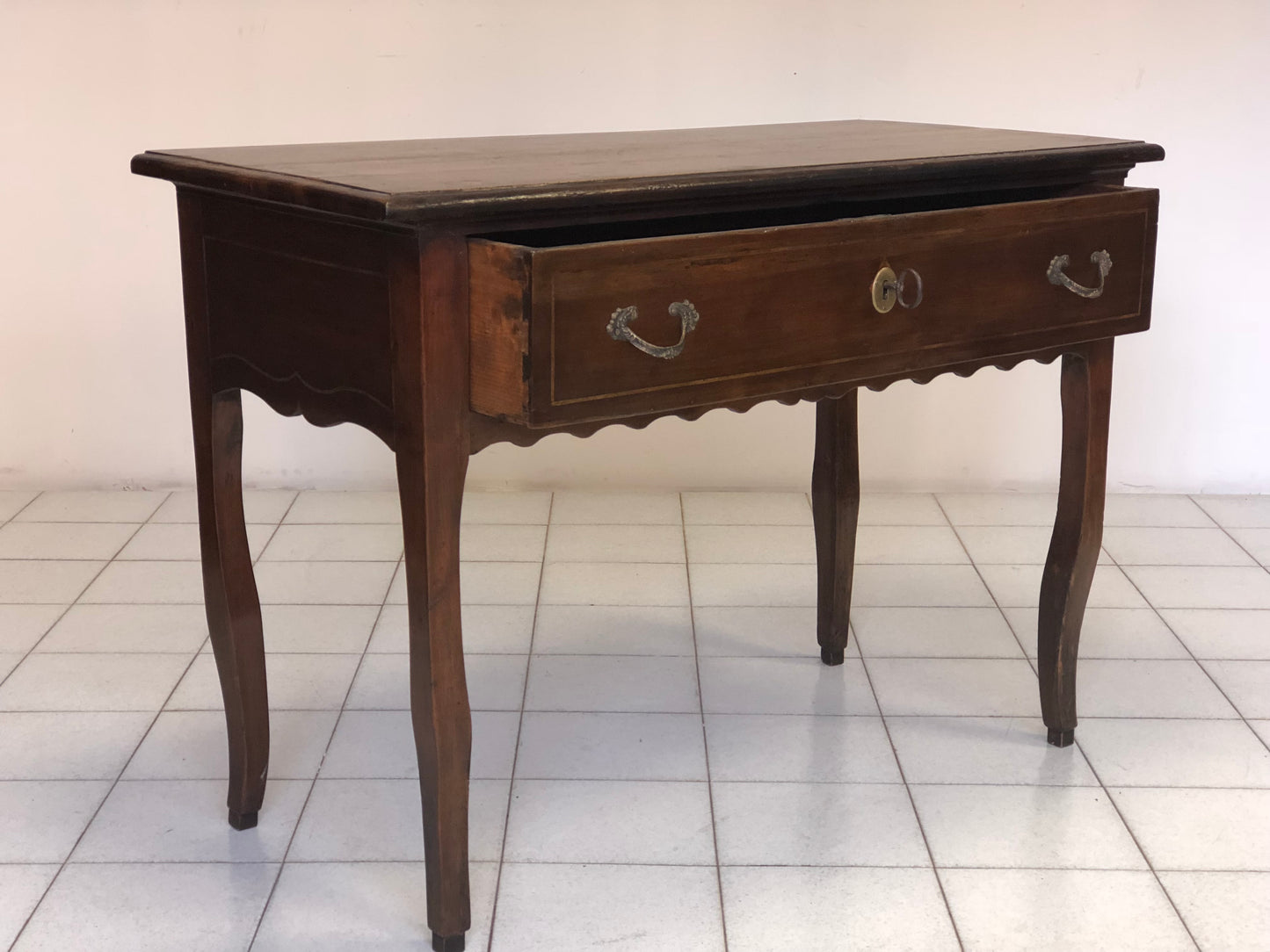 Walnut console writing table