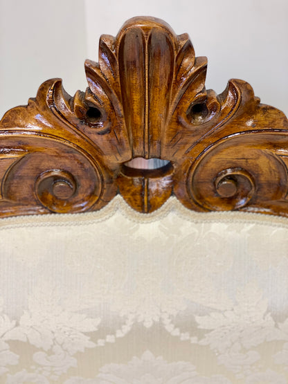 Lombard boat-shaped sofa in walnut Charles X
