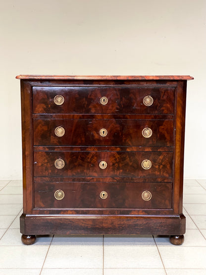 Cassettone Carlo X piuma di mogano . XIX secolo ( restaurato )