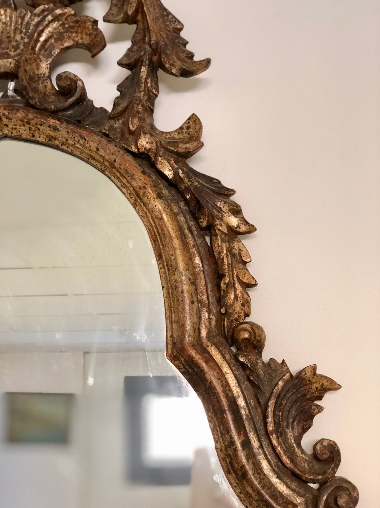 Specchiera in legno intagliato argento mecca . XIX secolo