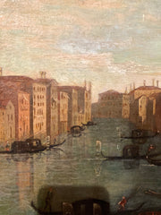 Olio su tela. Venezia canal grande . Francesco Tironi . Cerchia . XVIII secolo