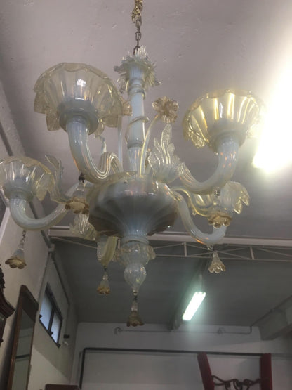Lampadario di Murano vetro cinque luci . Primi 900