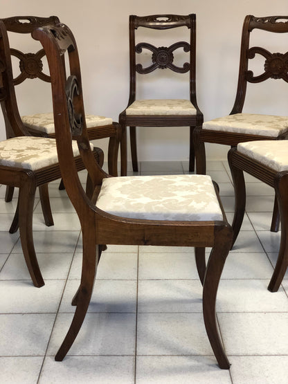 Six Lombard Carlo X walnut chairs