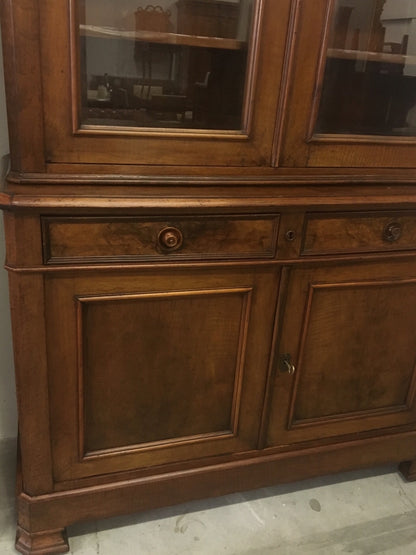 Credenza vetrina libreria Luigi Filippo in noce massello