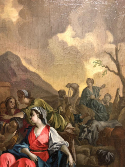 Biblical scene oil on canvas contemporary frame