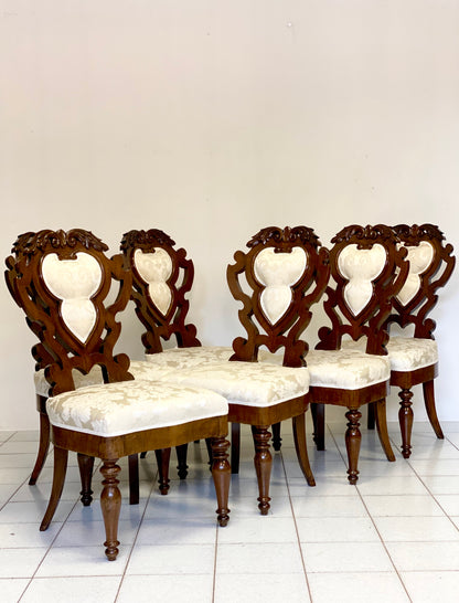 Group of six Charles X chairs. Bologna, early 19th century