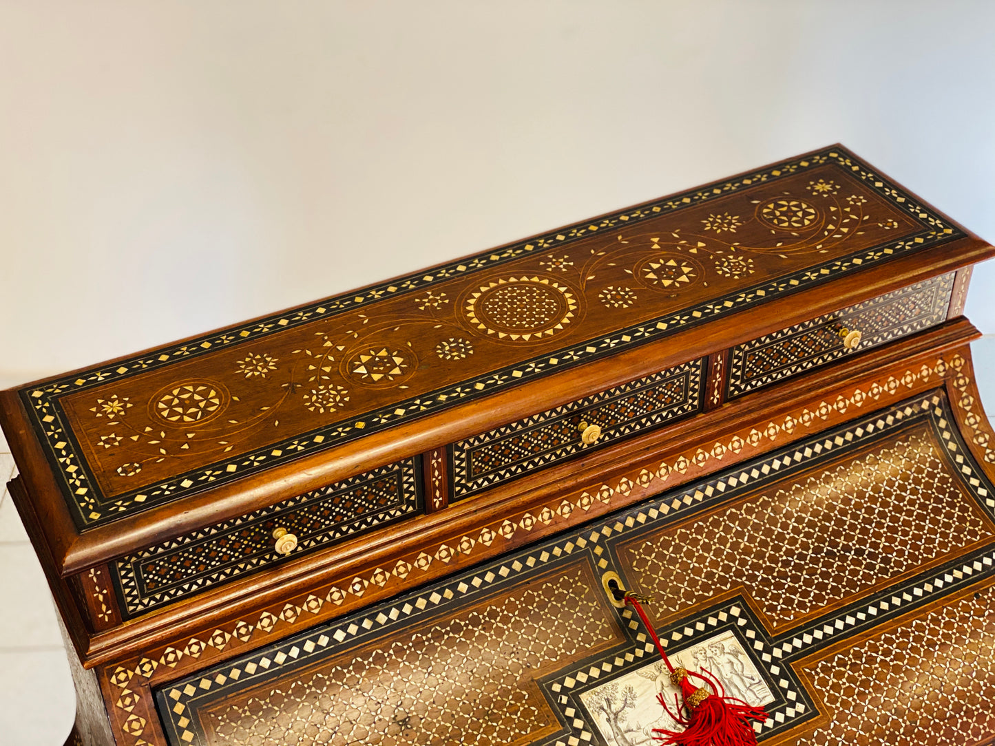 Inlaid desk in the Adriano Brambilla style, late 19th century