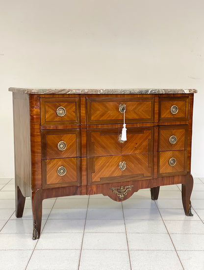 Napoleon III chest of drawers in rosewood with marble top. 19th century