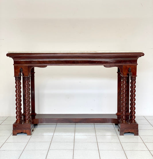 Console in mahogany feather Charles X. Sicily 19th century