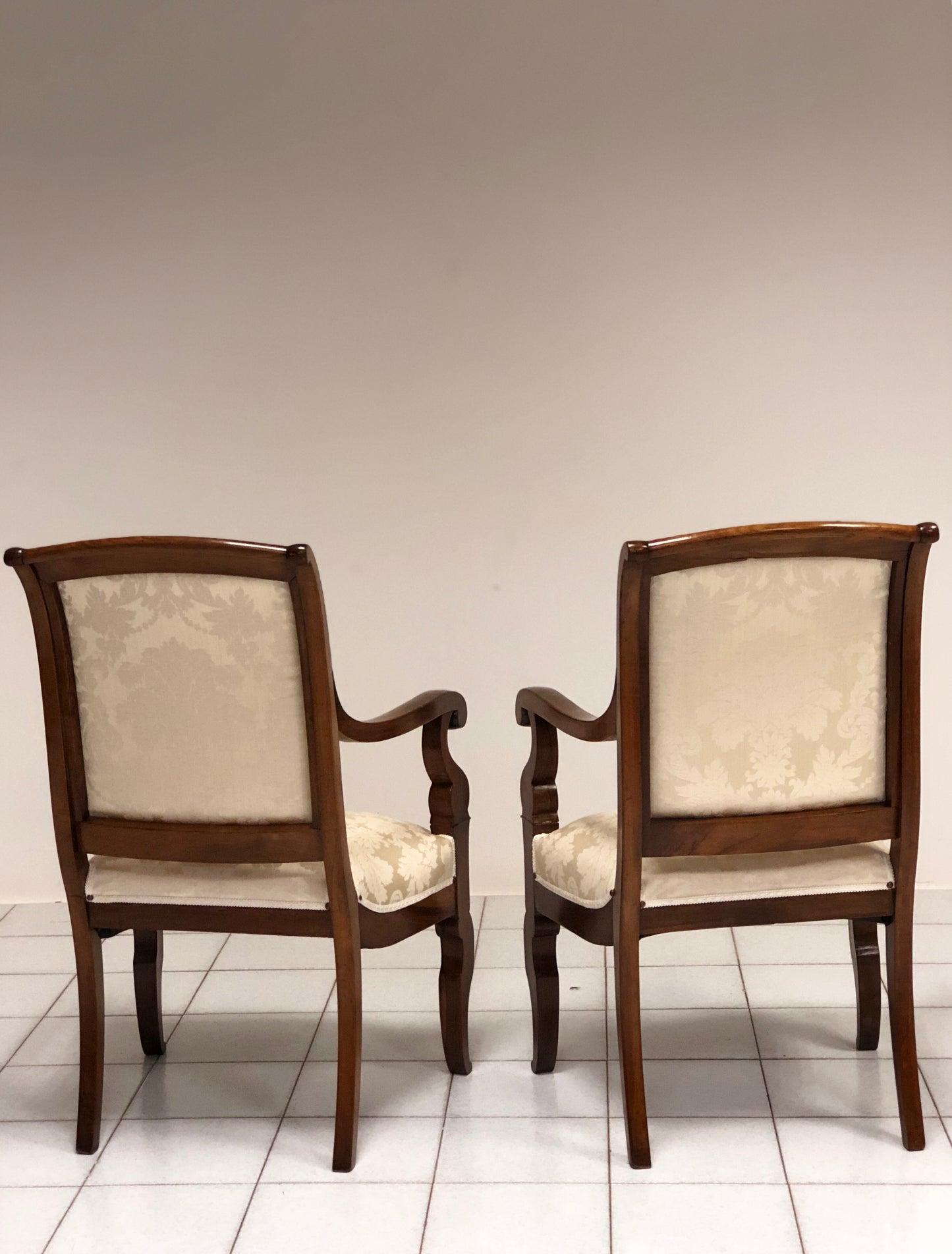 Pair of Empire Walnut Armchairs