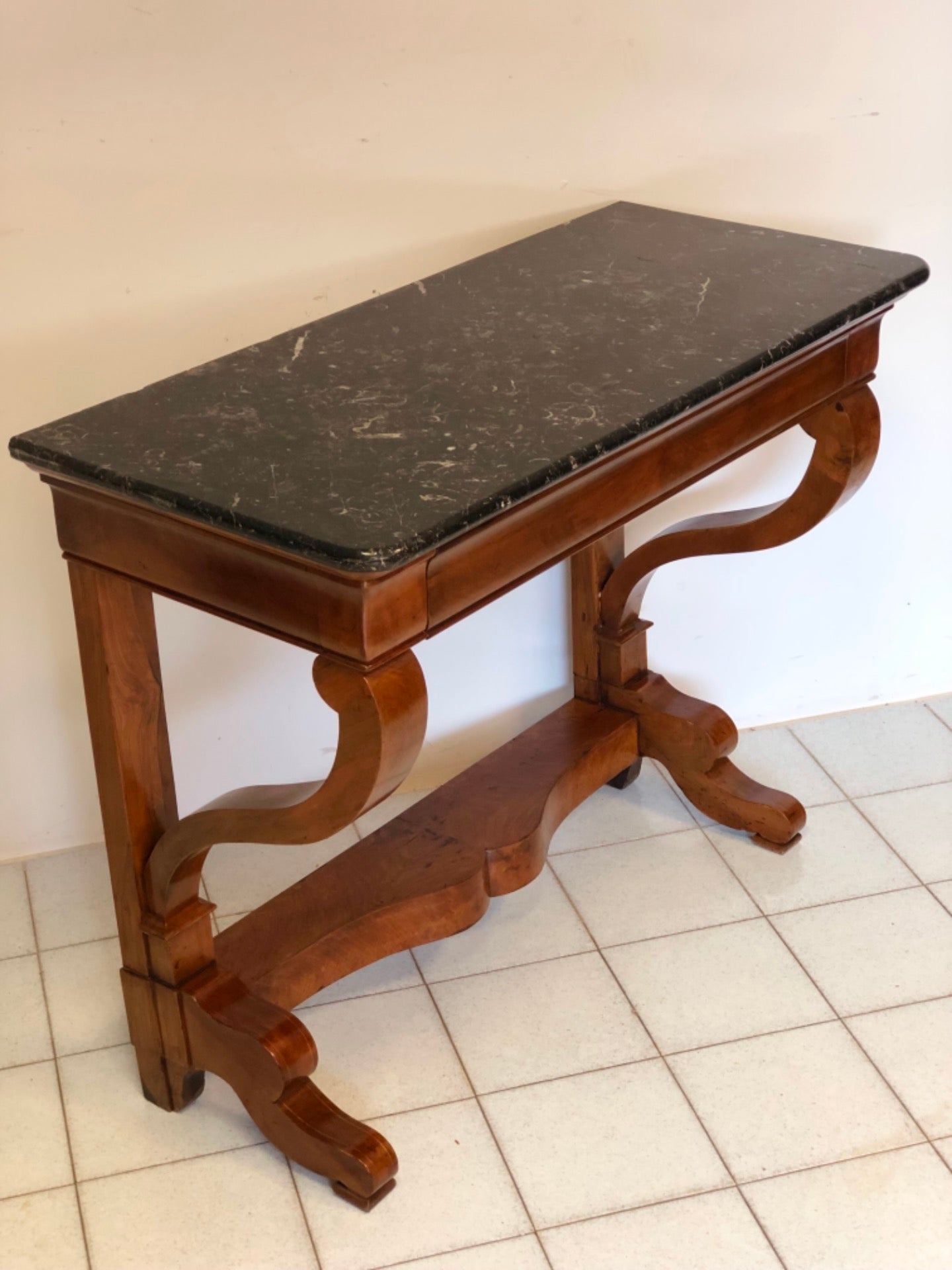 Empire console with braces. 19th century. Restored