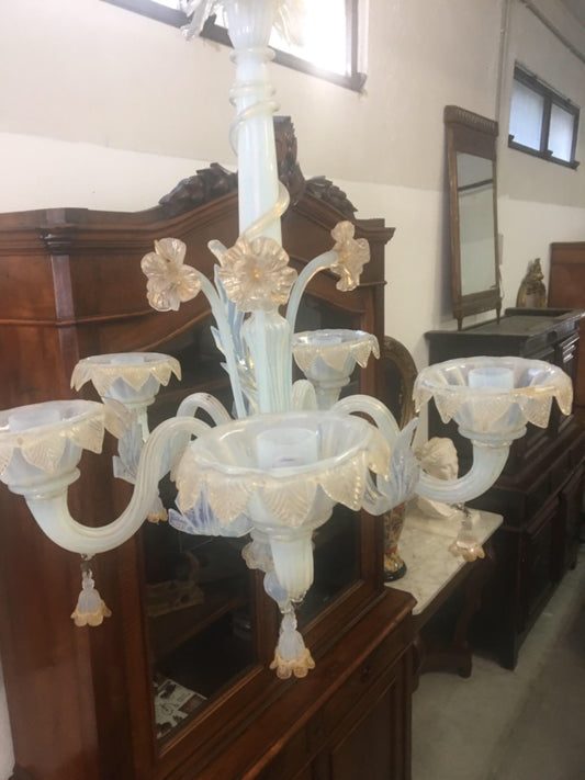 Lampadario di Murano vetro cinque luci . Primi 900