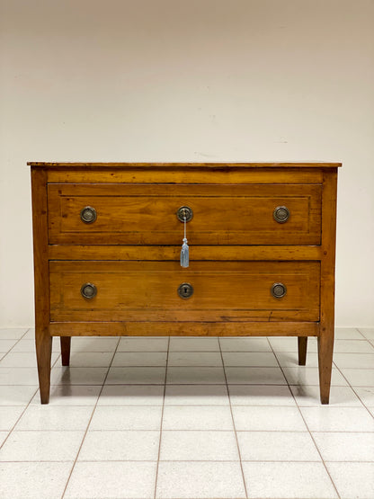 Inlaid cherry directorate chest of drawers. Lombardy, early 19th century
