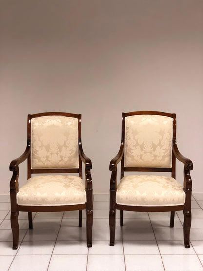 Pair of Empire Walnut Armchairs